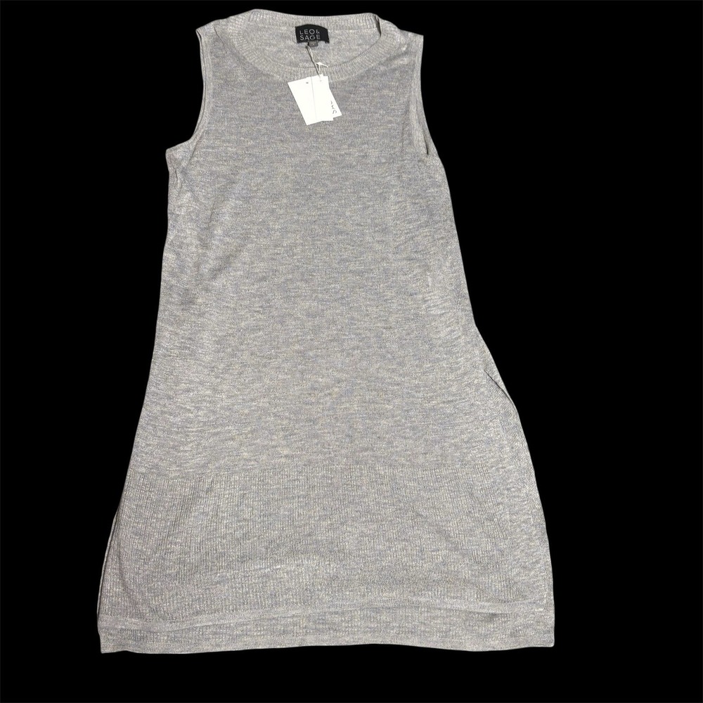 NWT Leo & Sage Gray Sleeveless Tunic Sweater Women's Size Small Classic Viscose